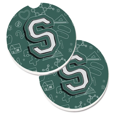 Carolines Treasures Letter S Back to School Initial Set of 2 Cup Holder Car Coaster CJ2010-SCARC